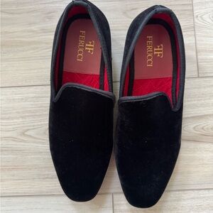 FERUCCI PLAIN BLACK VELVET SQUARE TOE LOAFER SIZE 8 PROM WEDDING SHOES